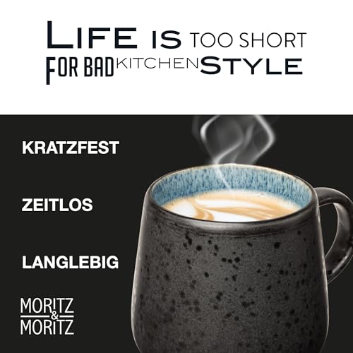 Moritz & Moritz SOLID 4er Tassen Set Bunt - Kaffeebecher Set Außen Schwarz - Robustes Steinzeug - Spülmaschinen- & mikrowellenfest - Perfekt für Kaffee, Tee & mehr