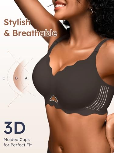 Image of Seamless Jelly Bras for Women - Wireless Gel Bra No Underwire with Support Full Coverage Comfort T-Shirt Bralette