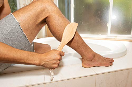 Image of GranNaturals Dry Skin and Body Brush - 11.4 Inches - Improve Blood Circulation, Exfoliate Skin, Reduce Cellulite - Curved Natural Bristle Exfoliating Brush for Back, Legs, Feet