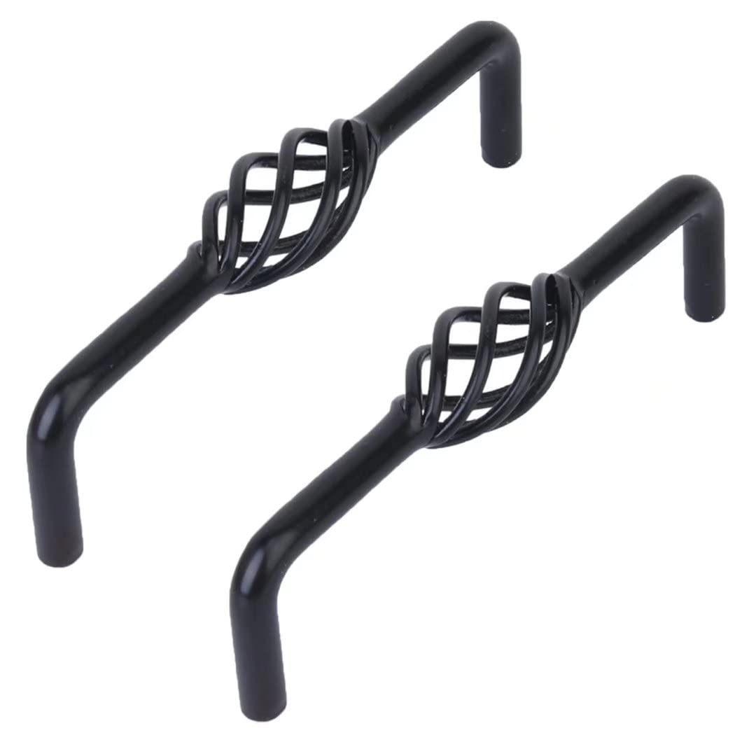 Creatwls 2 PCS Vintage Black Bird Cage Spiral Shape Cabinet Knobs/Pulls/Handles for Wardrobe,Drawer, Dresser, Cupboard, Etc Come with Screws