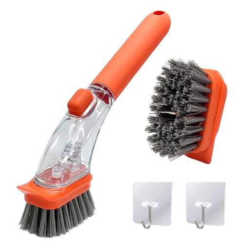 Image of Soap Control Dishwand with Handle & 2 Replaceable Heads, Non Scratch Dishwashing Scrub Dispensing Brush Pads Soap Dispenser Scrubbers Set for Kitchen Dishes Pots Pans Sink Cleaning
