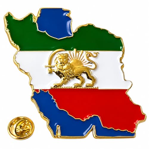 Iran Map Enamel Pin Badge Persian Lion & Sun Flag Design Metal Lapel Pin Brooch for Jacket Backpack or Bag Iran Gift Souvenir Collectible Pin Pahlavi Symbol 3cm x 3cm