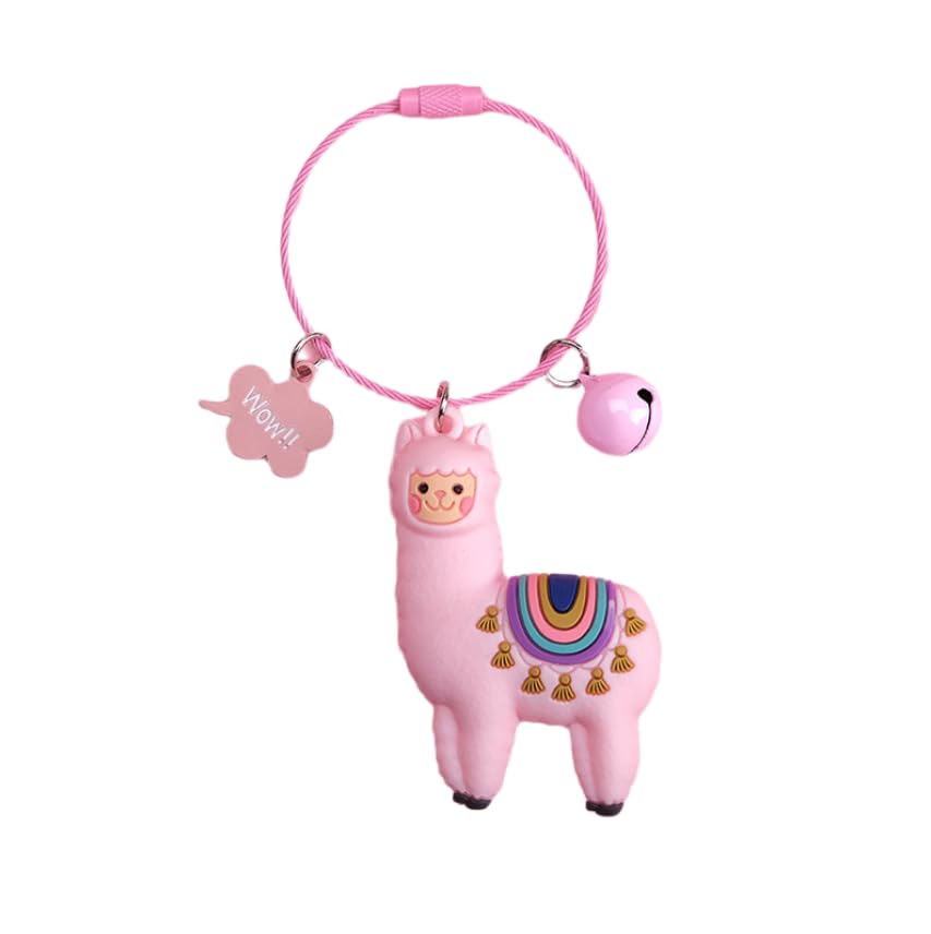 Key Chain 2 Pieces Cartoon Cute Alpaca Keychain Backpack Handbag Keychain Card Rub Keyring