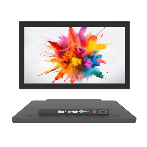 LMENGER Monitor táctil de marco abierto de 27 pulgadas, monitor táctil industrial PCAP de 10 puntos, con interfaz HDMI/VGA/DVI, pantalla LCD TFT de matriz activa, retroiluminación LED, con soporte