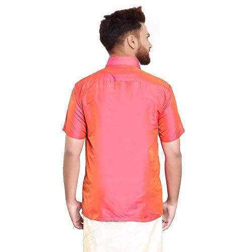 Image of SJS-Men's Half Sleeve Solid Art Silk Shirt