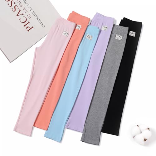 6 Pack Girls Leggings Multipack Girls Soft Comfortable Leggings Kids Basic Full Length Stretchy Pants2