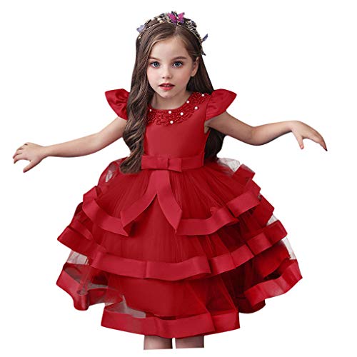 Disfraz de princesa para niña, vestido de carnaval, carnaval, disfraz de princesa, fiesta, boda, disfraz de lentejuelas, para cumpleaños, rojo, 3-4 Años