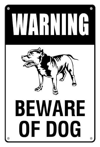 peiyeety Warning Beware Of Dog Staffy Sign Metal Aluminum Tin Sign Uv Protected And Weatherproof 12"" X8
