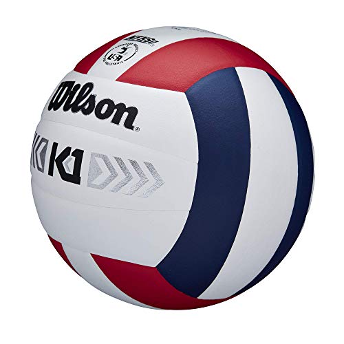 Wilson K1 Silver Indoor Game Volleyball - Official Size, Red/White/Navy #TOP1