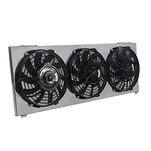 ECMRAD Aluminum Radiator's Shroud+3x9''Fans Compatible with Jeep Cherokee XJ 2.5l 4.0l 1991-2001