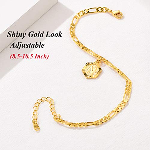 Pulseiras de tornozelo A-Z monograma U7 para mulheres, masculino, banhado a ouro 18 K, corrente Fíga