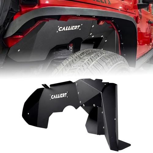 CALLIERT ALuminum Front Inner Fender Liners Compatible with 2020-2025 Jeep Gladiator JT & 2018-2025 Wrangler JL (Exclude Rubicon 3.6L Engine), Bolt-on Style Fender Flares Splash Mud Guards, 2 PCS by CALLIERT - Used condition - US$97.62
