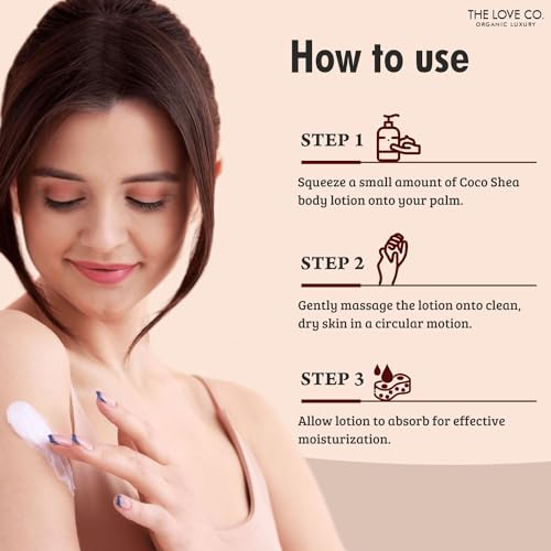 Image of THE LOVE CO. Coco Shea Body Lotion For Dry Skin 100ml | 24 Hours Intense Deep Hydration | Shea Butter Moisturizer Extra Hydrating