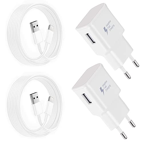 (2Pack) Powersky Caricabatteria Rapido USB con Cavo USB di Tipo C Cavo Compatibile con Samsung Galaxy S21, S20, S10e, S9, S8 Edge/Plus/Active, Note 10, 9, 8, 7, A53, Tablette A7, A8, Serie A Phone