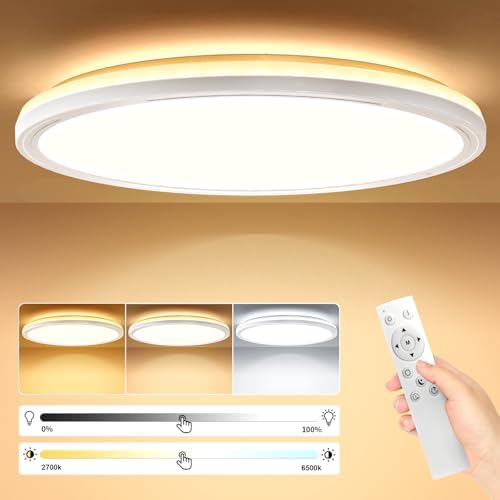 M Ledme Plafoniera LED Neox 24W CCT Regolabile - Bianca, Per Cucina, Balcone E Camera Da Letto