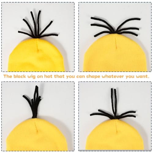 umbresen 3Pcs Halloween Yellow Costume Accessories, Goggles Glasses/Yellow Beanie/Gloves for Children Adults Men Women Cosplay Christmas Birthday Party School Show Set