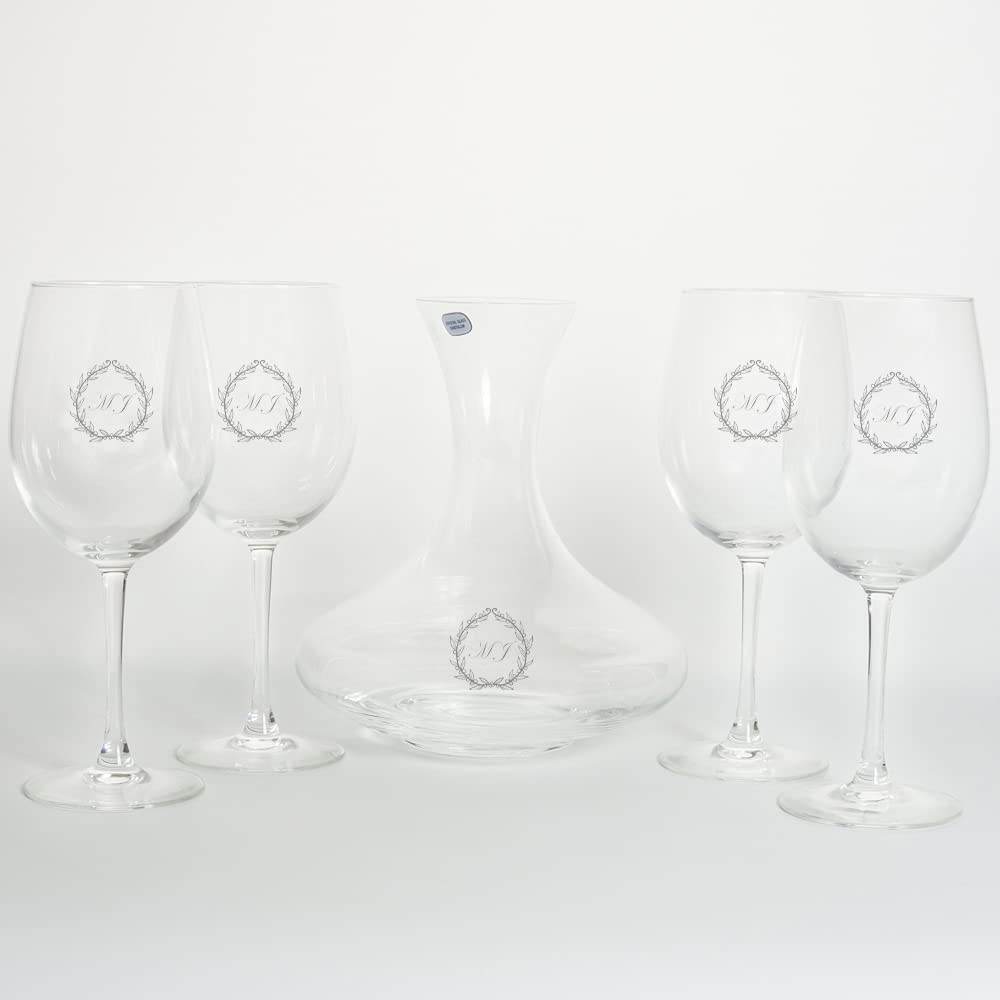 Calledelregalo Regalo personalizado: set con decantador y copas de vino grabados con iniciales.