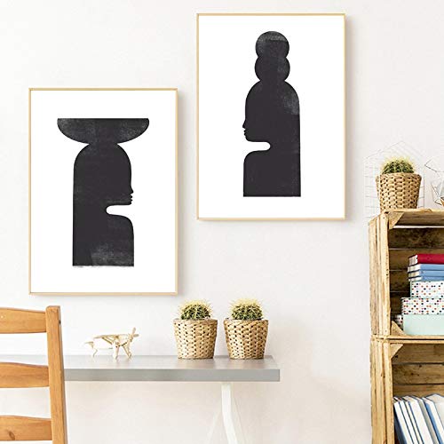 Art mural toile abstrait original figure pour habiller un grand mur de salon vide style bois