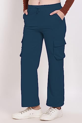 Image of Women's Cotton Fabric Stylish Cargo Pocket Lower /Sweatpants