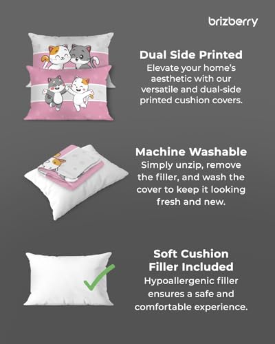 Image of Brizberry Kids Pillow Cushion with Super Soft Fabric | Animal & Cartoon Prints | 12x18 inches (Design 4)