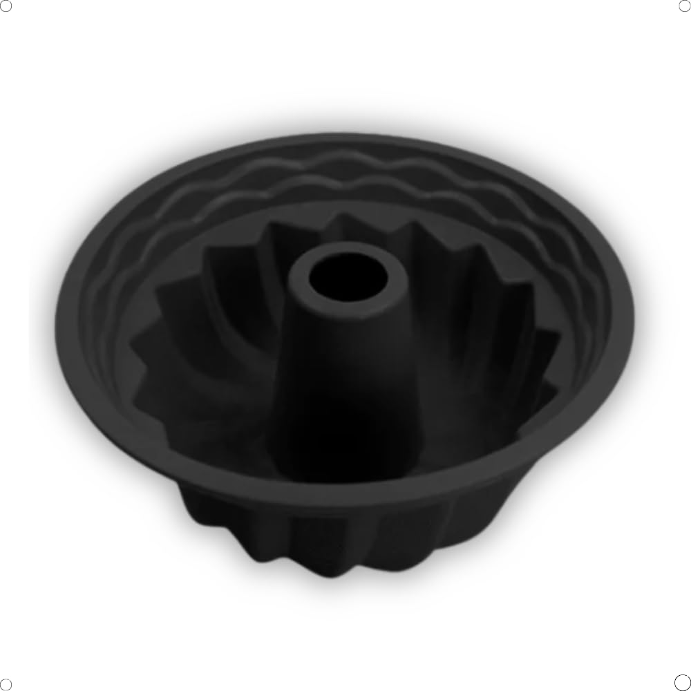Forma de Silicone Redonda Preta 24 cm Para Pudim Flan Bolo e Cremes Antiaderente com 10