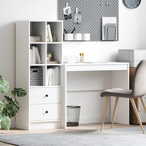 Bureau blanc en bois 135,5 x 40 cm résolvant le manque de rangement - 2