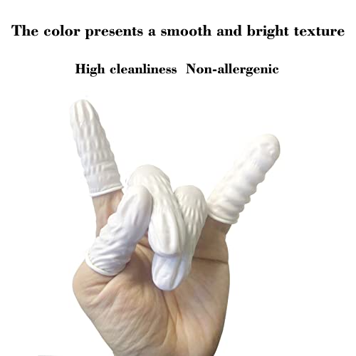 Image of Medium Disposable Nitrile Finger Cots Anti-Static Lens Finger Covers Beauty Protection Sleeves Not Allergic 100pcs (White)