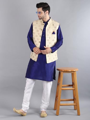Image of Uri and MacKenzie Men's Silk Blend Kurta Pajama with Designer Ethnic Nehru Jacket /Modi Jacket