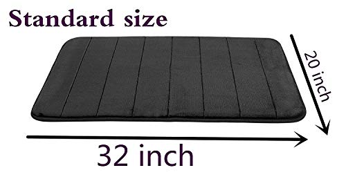 Findnew 20"*32" Microfiber Memory Foam Bath Mat With Non-Skid Bottom Non-Slip Quickly Drying Black #TOP2