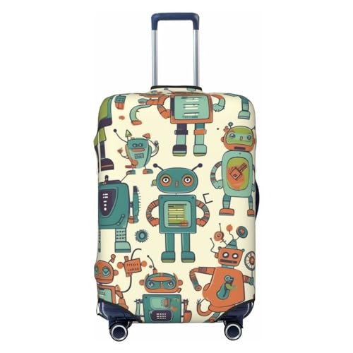 Travel Luggage Cover Anti-Scratch Suitcase Cover Protector Elastic Thicken Luggage Protector Washable Baggage Covers Cute Cartoon Robots Suitcase Sleeve Fit 18-32 Inch Luggage Medium