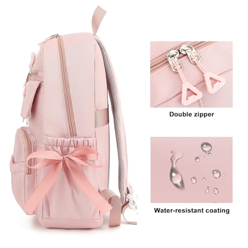 Image of Girls High Middle School Backpack with Bows for Kids Kawaii Coquette Bookbag 5-12