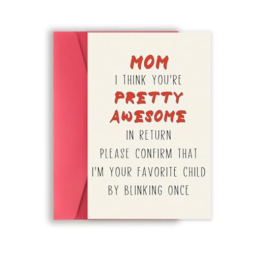 Funny Birthday Card for Mom, Cute Mother Birthday Card from Son Daughter, Mothers Day Card,Sweet Greeting Card with Envelope, Best Mothers Day Gifts Idea,Card