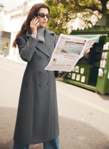 MIHOLL Women's Winter Wool Coat Chic Notched Collar Double Breasted Long Coat With Pockets2