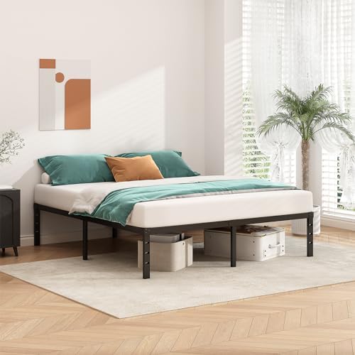 HLIPHA Metal Platform Bed Frame 18 Inch Tall,No Box Spring Needed,Queen Size Bed with Heavy Duty Strong Support Slats,Easy to Assemble,Black - 1