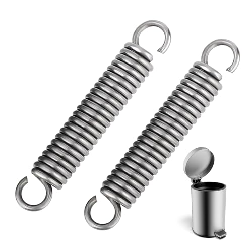 2 Stück Ersatz Spannfeder für Mülleimer, Edelstahl Zugfedern mit Haken Edelstahl Zugfeder Spannfeder 50 x 10 x 1,5 mm , für Tretmülleimer, Mülltrenner Fußpedal Zugfeder，Maximale Zugkraft 4 KG