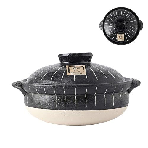 Olla de arcilla japonesa, olla caliente de cerámica, fabricada en Japón, olla de guiso pre-sazonada