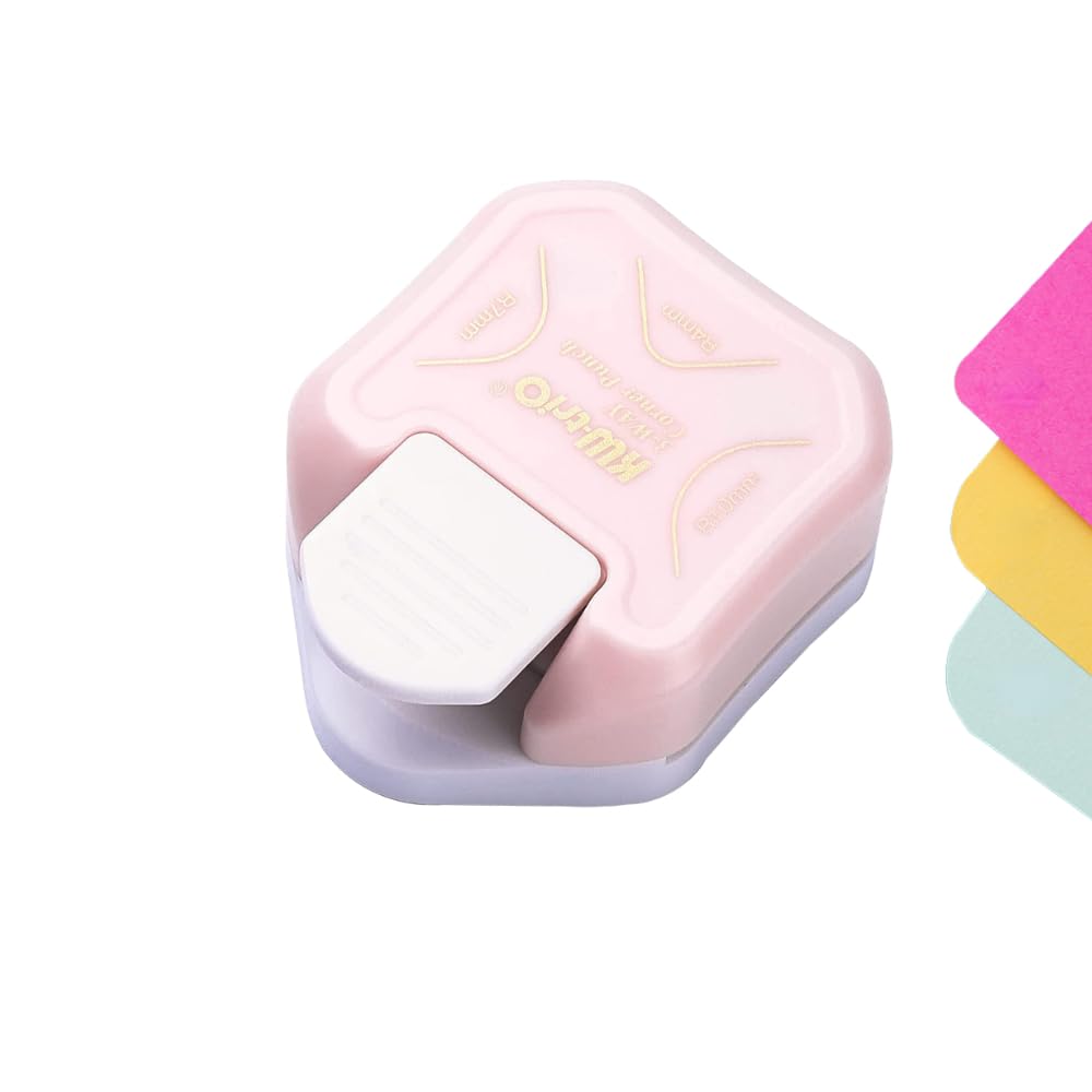 WAGADA Perforadora Redondeadora de Esquinas de 3 Vías, Cortador de Esquinas 3 en 1 para Hacer Tarjetas, Laminado, Cartulina, Albumes de Recortes y Manualidades con Papel, Tarjetas de Visita (Rosa) - Rosa