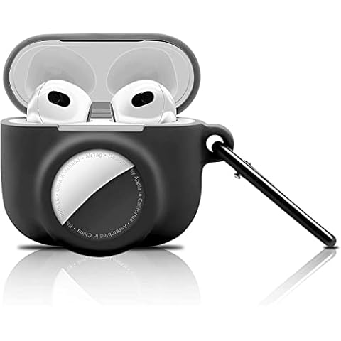 Aerbee 2 in 1 Protective Case for Apple AirPods 3 (2021 Released) Charging Case And AirTag Holder with Keychain, Silicone Skin Cover for Airpods 3 with Built in Airtag Slot, Anti-Scratch Anti-Fall Cover