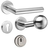 Eingebaute Rückholfeder zur Schlossentlastung | gekröpfter Kugelknauf ist fest mit der Rosette verbunden