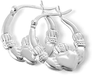 Sterling Silver Claddagh 17mm Hoop Creole Earrings