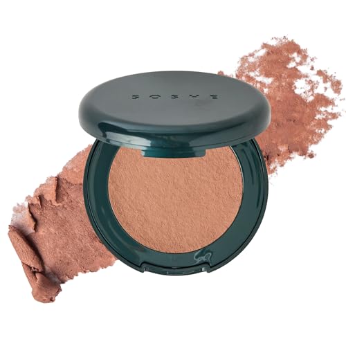 SOSHE Blurring Pillow Blush - Cream to Powder Natural Finish - Refillable Compact Clean Cream Blush for Cheeks - Lightweight Blush Makeup Soft Focus-Safe for Sensitive Skin- Buildable - (Bare Muse)
