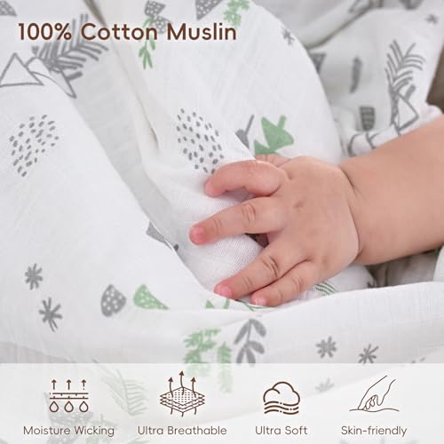 Image of david's kids 3 Pack Baby Muslin Swaddle Blankets, 100% Cotton and Ultra Soft Breathable Receiving Blanket Wrap for Boys Girls, New Born Essentials, Large 47 x 47 inches, Dinosaur