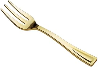 Glownary Gold Plastic Tasting Fork, 5 Inch, 400 Count, BPA Free, Recyclable, 3-Tine Design, for Appetizers and Events