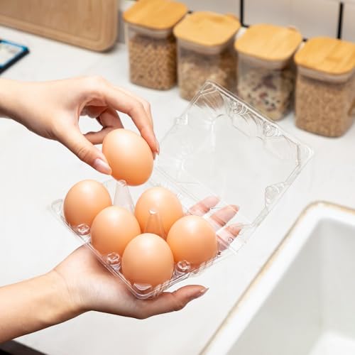 Zubebe 200 Pieces Clear Egg Cartons Plastic Egg Cartons Bulk Empty Chicken Egg Tray Holds Securely Clear Blank Egg Cartons for Chicken Farm Business Market Home Refrigerator Storage(2 x 3 Grids)