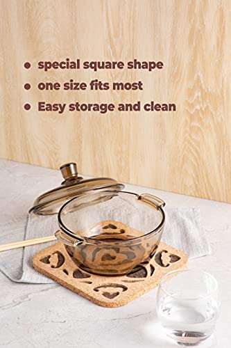 Ntreasy 5Pcs Cork Trivet, High Density Thick Cork Coaster Set For Hot Dishes And Hot Pots, 7.68In Boho Square Heat Resistant Multifunctional Cork Board, Hot Pads For Kitchen Table Countertop #TOP6