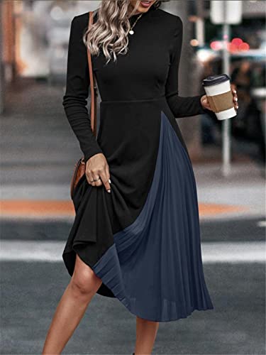 Robe de soirée plissée manches longues pour affiner la silhouette - 4