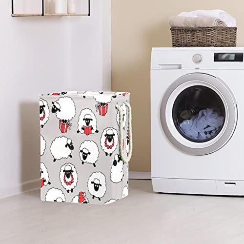 Panier à linge imperméable mouton avec poignées en tissu