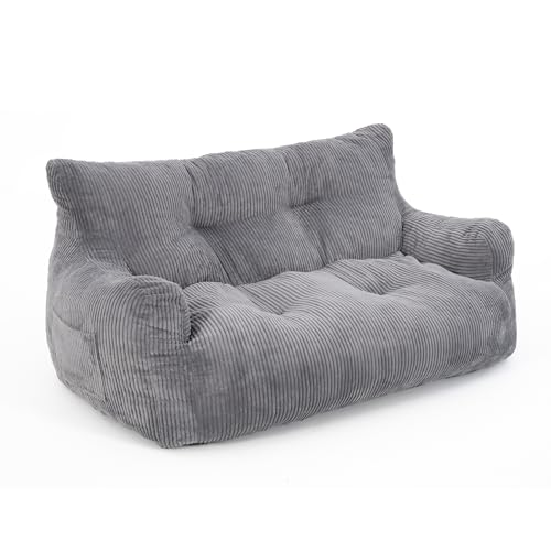 Pamapic Puff Salon, Sillon Puff con Relleno Incluido,sofás de Dos plazas con Asas Portátiles, Sillas de Salon Ergonomicas, Bean Bag Interior para Sala de Estar, Dormitorio, Sala de Juegos, Gris