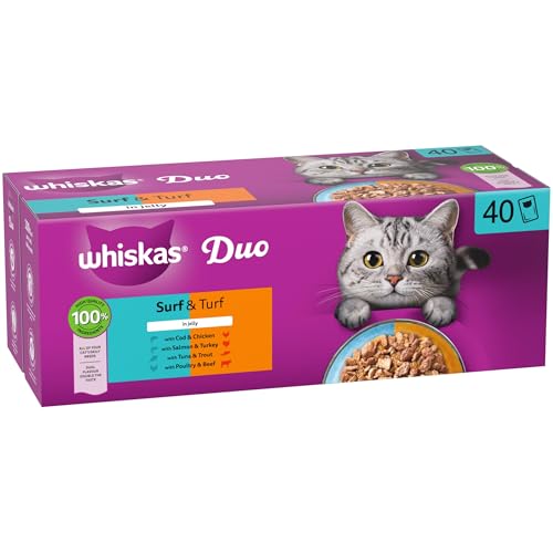 WHISKAS DUO Adult Wet Cat Food in Jelly 40x85g Surf & Turf - Image 3