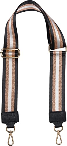 styleBREAKER Wide bag shoulder strap adjustable with metallic stripe pattern, change bag strap, mobile phone strap